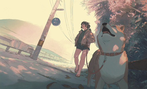 a cartoon of a girl and a dog.png
