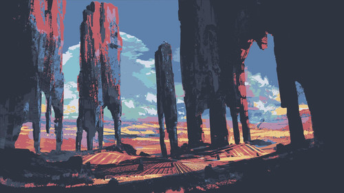 a group of tall pillars in a desert.jpg