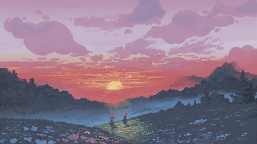 a group of people walking on a hill.png