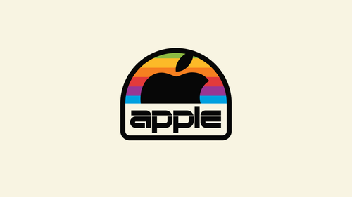a rainbow colored logo with an apple.png