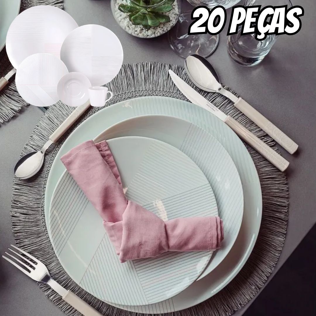 Aparelho de Jantar Grid em Porcelana Decorada 20 Peças Tramontina 96589032