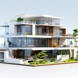 3d model for *house* building, isolated on clear background --ar 3:2