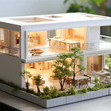 a photo pf a *house* model, clean, daylight --style raw --ar 3:2