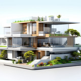 3d model for *house* building, isolated on clear background --ar 3:2