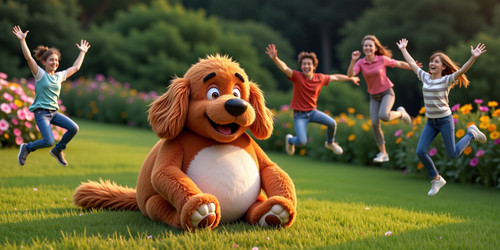 Big Belly Bob BBB an absurdly large spherical belly plush labradoodle is reimagined as a vibrant hyp.jpg