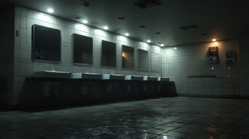 lisacyn realistic public restroom interior 8 white sinks arrang acfae06a 6521 4054 8a55 a04a103d3582