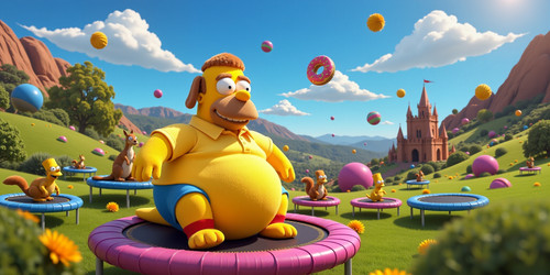 A whimsical and surreal scene of Big Belly Bob BBB a plush labradoodle with an absurdly large spheri.jpg