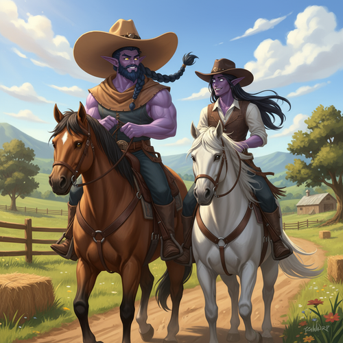 Output a romantic yet hilarious image of Malikor a muscular and burly night elf monk with light purp.png