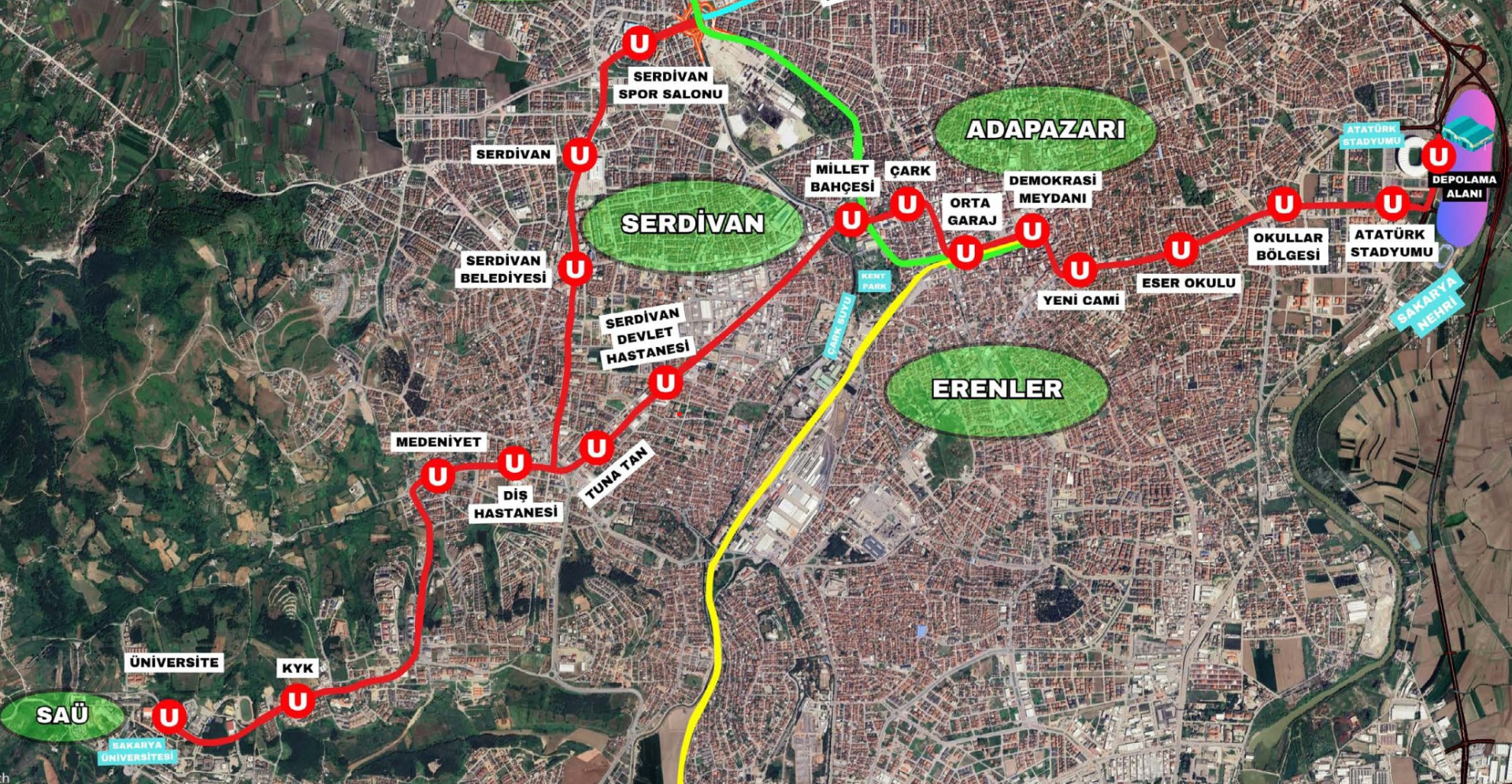 Sakarya Tramvayı Haritası