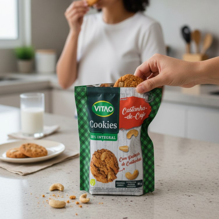 Cookies Integrais Castanha de Caju Vitao 80G