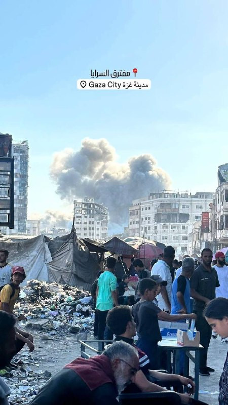 مشهد من غزة اليوم، مع استمرار عدوان الاحتلال....