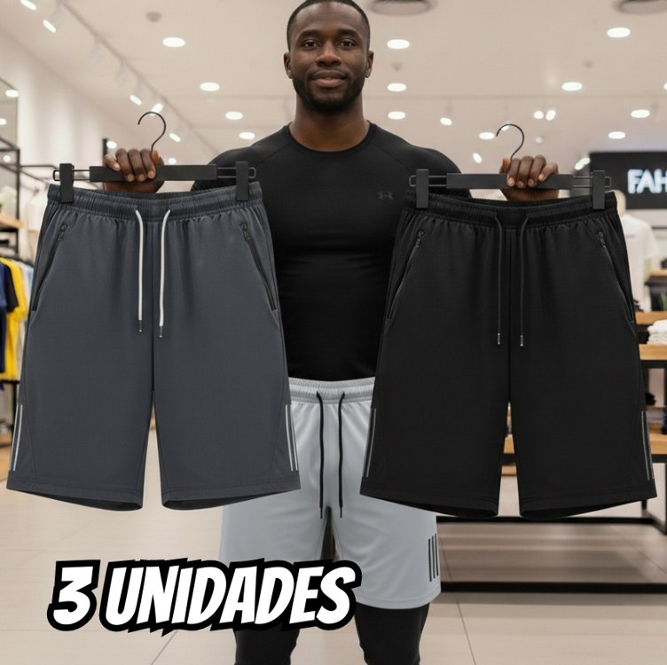 Kit 3 Bermuda Masculina Importada Seda Secagem Rápida