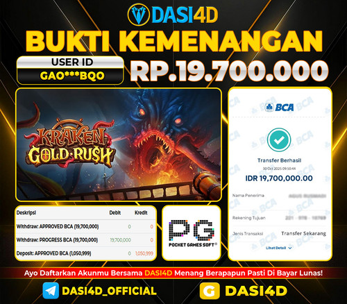BUKTI KEMENANGAN 30 OKTOBER  2025 DI KRAKEN GOLD RUSH RP.19.700.000