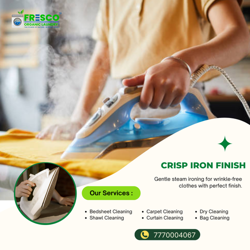 Fresco Organic Laundry in Banjara Hills offers expert steam ironing for a crisp, clean look..png