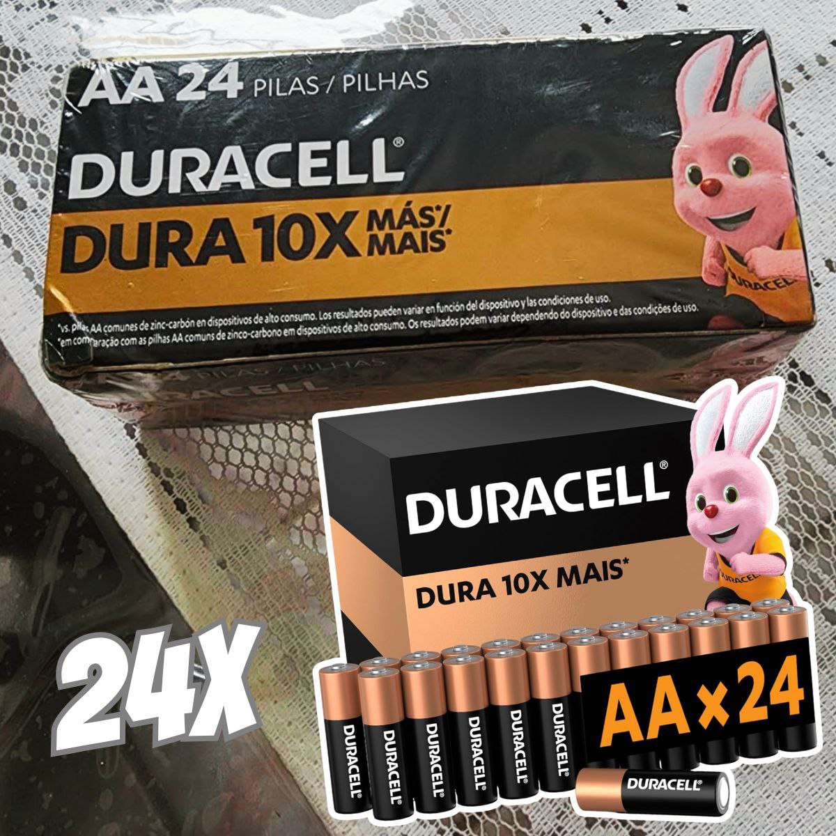 Duracell Pilha Alcalina AA Pequena Com 24 Unidades