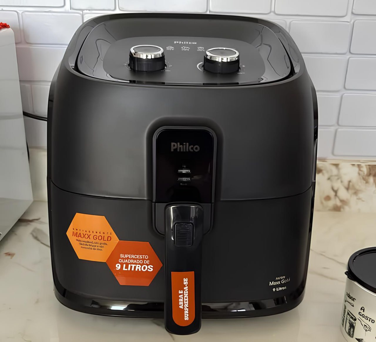Fritadeira De Ar Paf90b 9l 2000w Cesto Quadrado Preto Philco