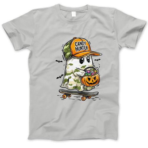 Photograph of four blank t-shirts greys beige and army green. Clipping path included. Ready for your.jpg