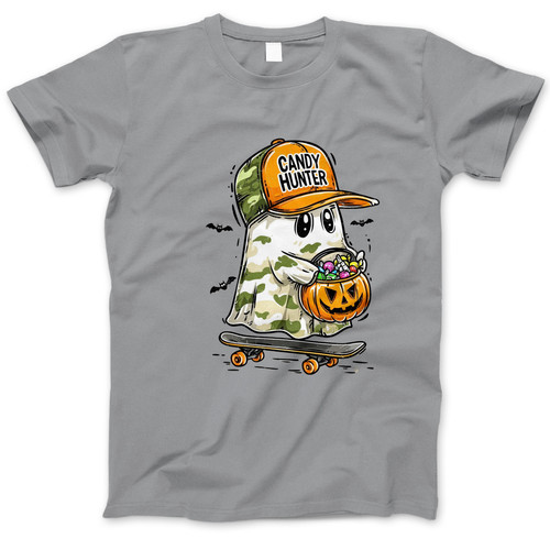 Photograph of four blank t-shirts greys beige and army green. Clipping path included. Ready for your.jpg