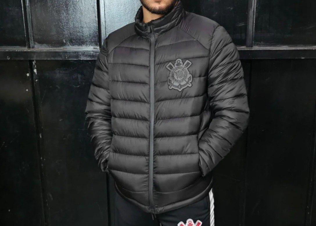 JAQUETA CORINTHIANS PUFFER CAPUZ REMOVIVEL, MASCULINO