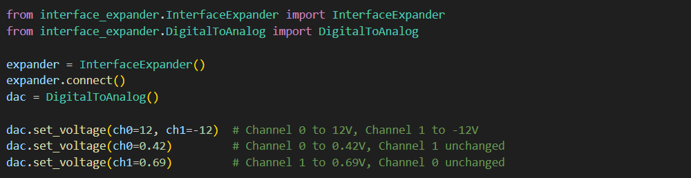 Set voltages example