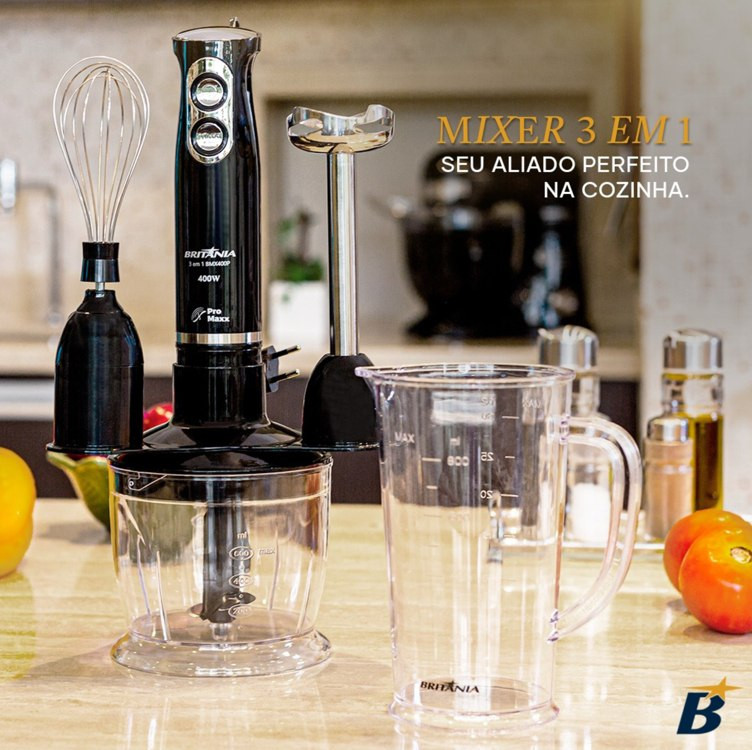 Mixer Turbo 3 em 1, Mondial, Preto, 350W, 110V – M-14