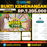 BUKTI KEMENANGAN 08 OKTOBER 2025 DI  MONEY TIME RP.7.205.000