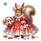 Белочка с корзинкой цветов и орешками 4