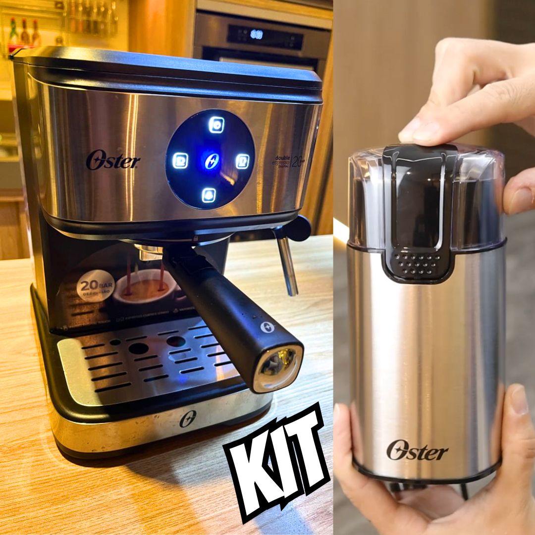 Kit Espresso Oster – Cafeteira Double e Moedor de Café