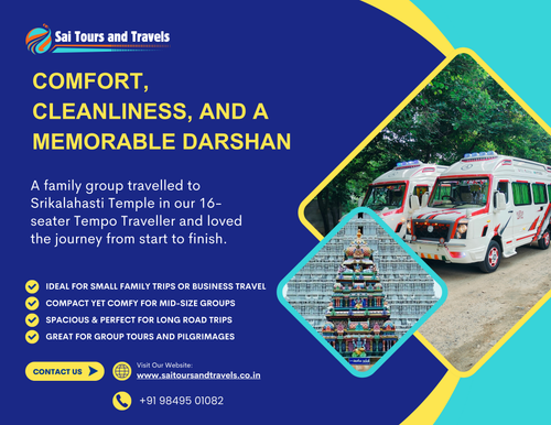 Pilgrims heading to Srikalahasti Temple experienced a peaceful ride in our 16 seater Tempo Traveller