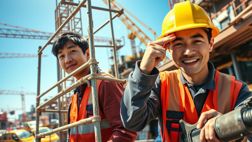 a split shot or focus shift on one side kaito reserved observing from a distance on the construc.jpg