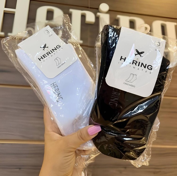 Kit 3 Pares De Meia Unissex Cano Médio Hering