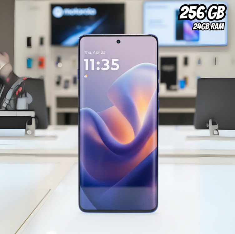 Smartphone Motorola Edge 60 PRO 5G – 256GB 24GB (12GB RAM+12GB Ram Boost) Tela Quad-Curve moto AI 50MP Sony Camera ultrarresistencia militar IP68 + IP69 – Azul Marinho