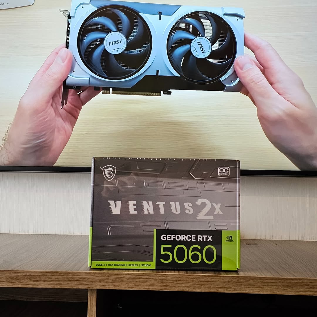 Placa de Vídeo MSI RTX 5060 8G VENTUS 2X OC Geforce NVIDIA, 8GB, GDDR7, 128 bits, 2535 MHz, DLSS 4, Ray Tracing – G5060-8V2C