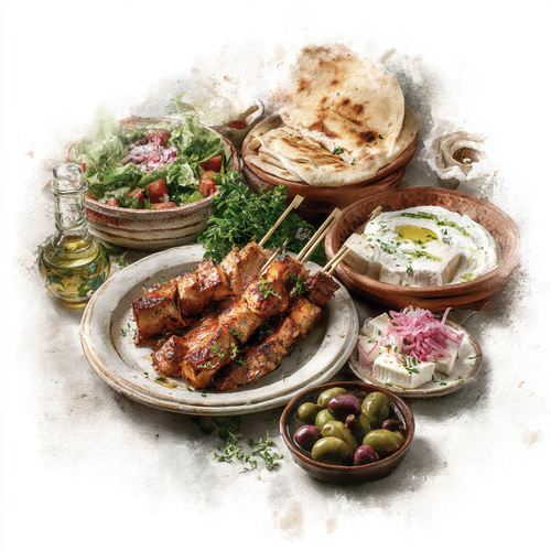 eman3139 watercolor illustration of a greek mezze spread souv 041d418d 3f97 4d7e 80a1 c945aedbd97a 2.png