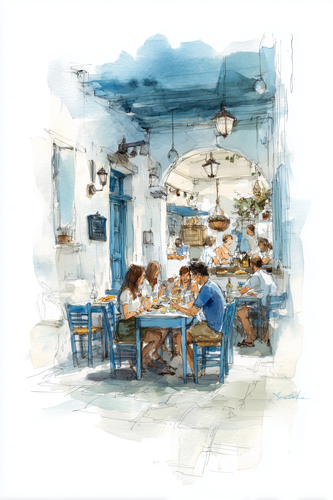 eman3139 watercolor illustration of friends dining together at 6b49b6d9 b84c 4d27 bb09 8b834b928c15.png