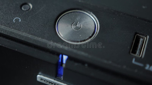 przycisk zasilania wyłączenia komputera z niebieskim wskaźnikiem makro nowoczesnych technologii symb.jpg