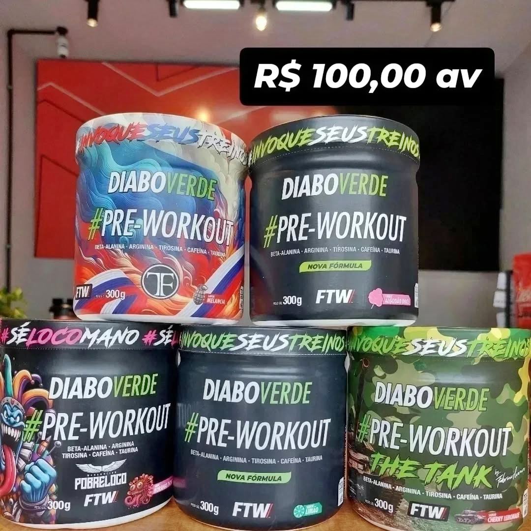 FTW Pré-Treino Diabo Verde – Energia Extrema, Força e Foco sabor:Algodão Doce – Pote 300g FTW Pré-Treino Diabo Verde – Energia Extrema, Força e Foco sabor:Algodão Doce – Pote 300g