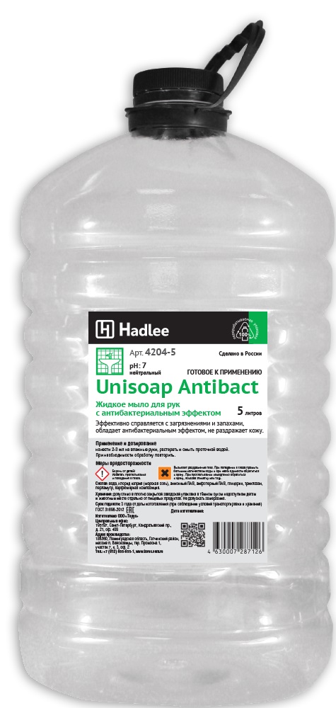 HADLEE Unisoap Antibact Мыло жидкое для рук с антибакт эффектом белое 5л 4 eaefd8a8e22ec4c0985e6730f.jpg