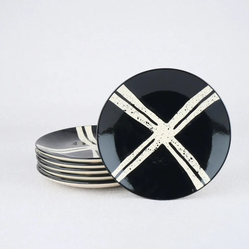 Premium Black Splash Quarter Plates (6 pcs) – Stoneware Serving SetPremium Black Splash Quarter Plat.jpg