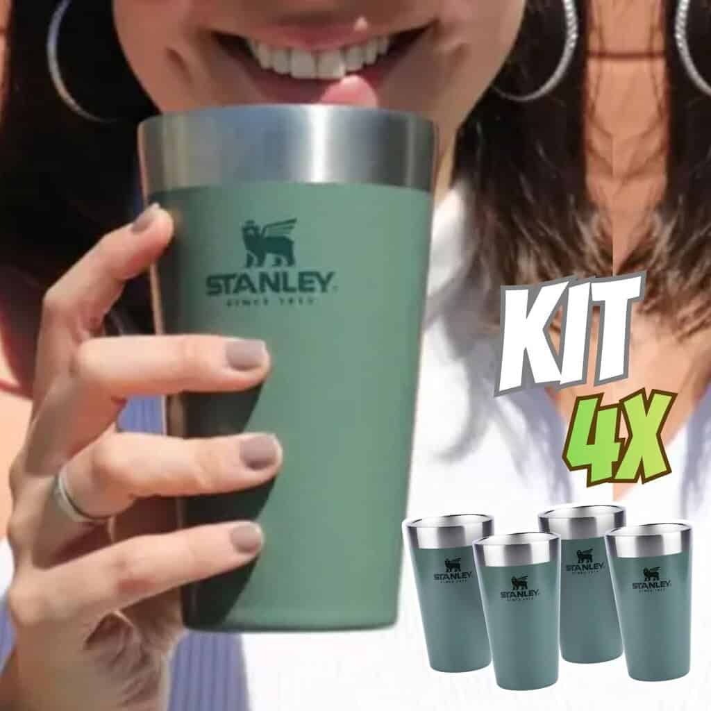 Kit 4 Copos Térmicos de Cerveja Stanley Hammertone Green | 473ML
