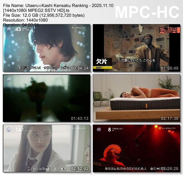 [TV-Variety] 歌える☆歌詞検索ランキング (SSTV HD 2025.11.10)