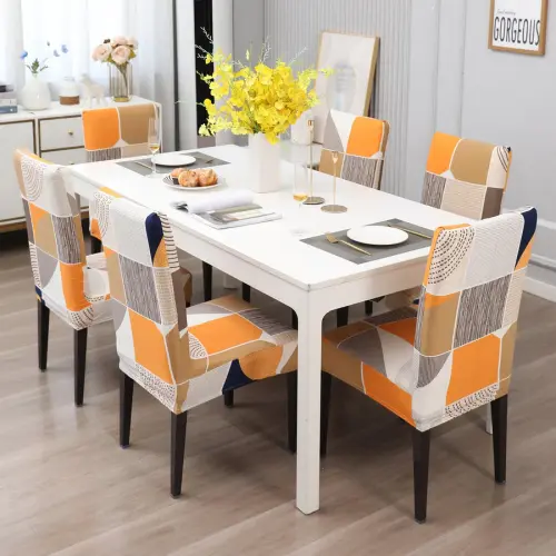 Elastic Stretchable Dining Chair Cover, Square Abstract.webp