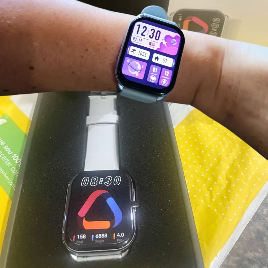 4 Relógio Smartwatch Qcy Watch Gs S6 Bluetooth Ipx8 Cor Cinza