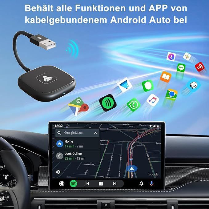 #VerdientProvisionen<br>Android Auto Wireless Adapter Wireless Android Auto f?r Konvertieren Sie Wired Android Auto in Wireless Android Auto Wireless f?r Autos mit OEM Wired Android Auto und Android 11+ Phone