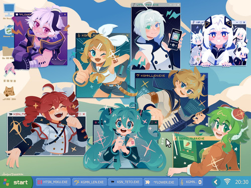 hatsune miku kagamine rin kagamine len kasane teto gumi and 7 more vocaloid and 7 more drawn by pro.jpg