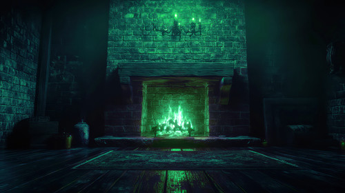 Dark Room Fireplace, Stone Walls, Warm Glow.jpg