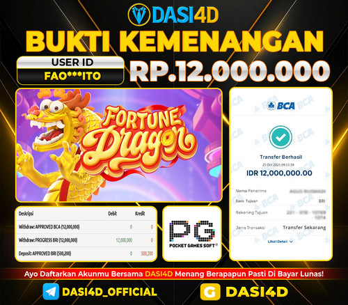 BUKTI KEMENANGAN 25 OKTOBER 2025 DI FORTUNE DRAGON RP.12.000.000