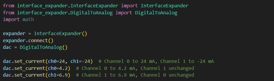 Set currents example