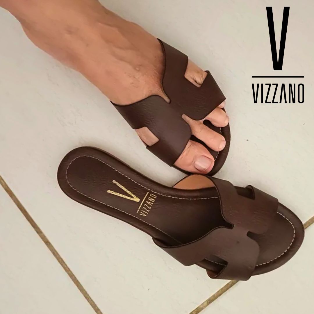 Sandália Flat Feminina Com Estampa De Onça Vizzano