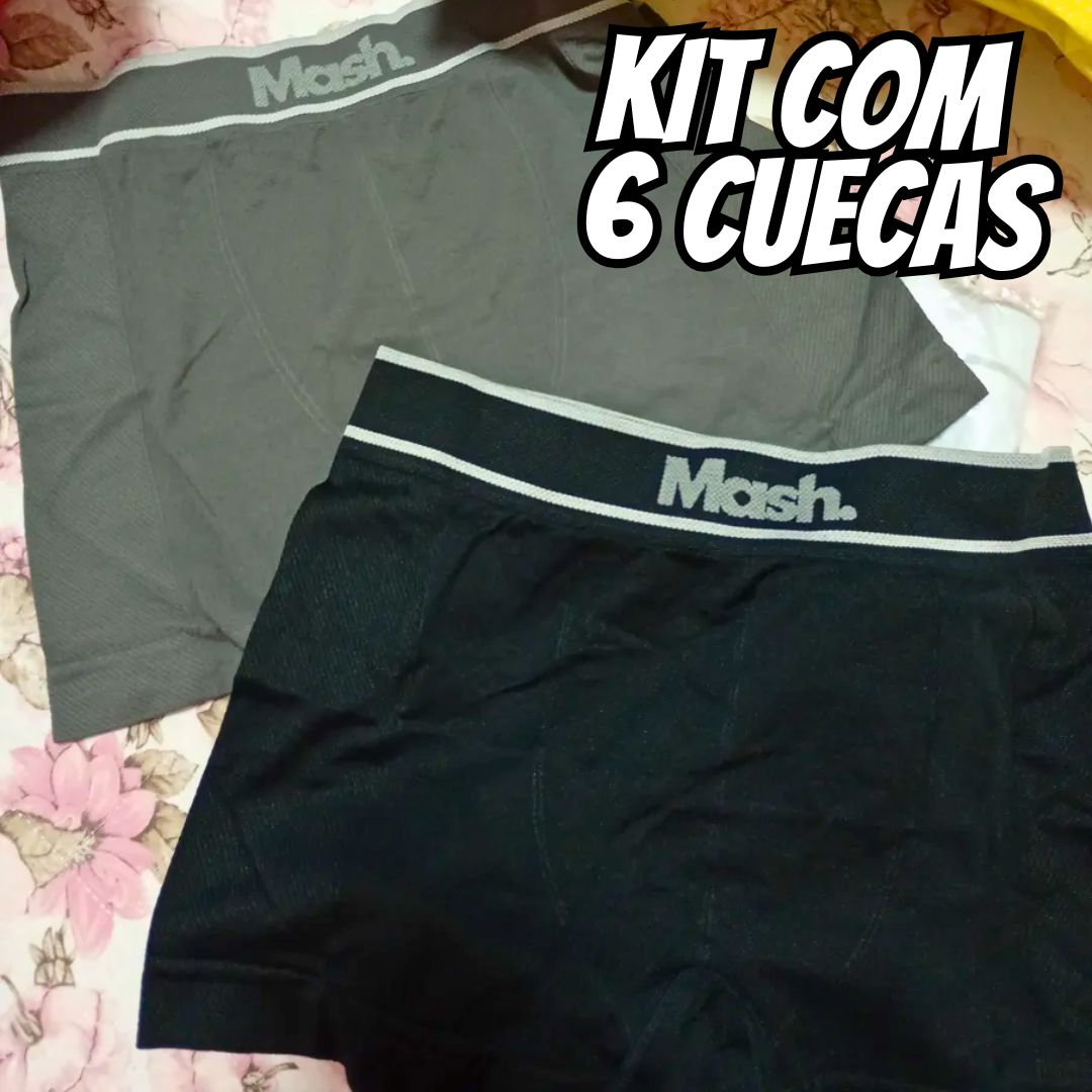 Kit 6 Cuecas Boxer Masc 711.18 Microfibra Sem Costura Mash